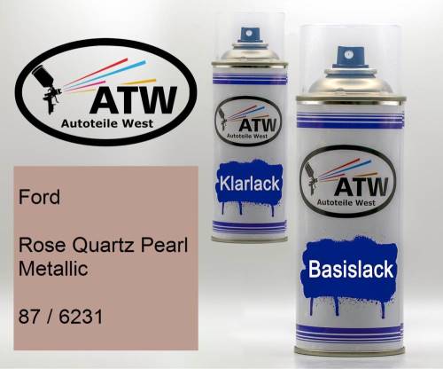 Ford, Rose Quartz Pearl Metallic, 87 / 6231: 400ml Sprühdose + 400ml Klarlack - Set, von ATW Autoteile West.